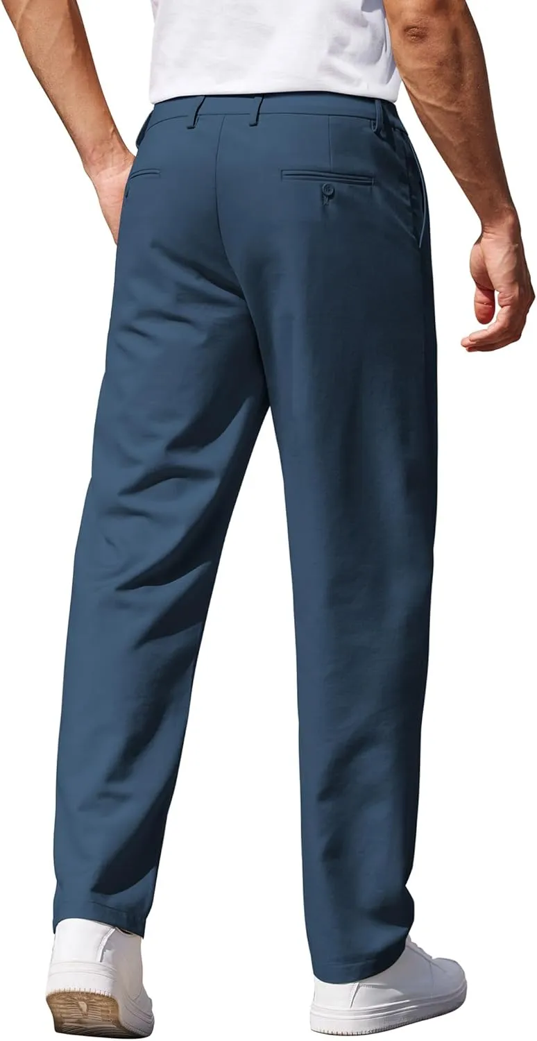COOFANDY Men's Casual Pants Classic Fit Straight Legs Flat Front Twill Pants