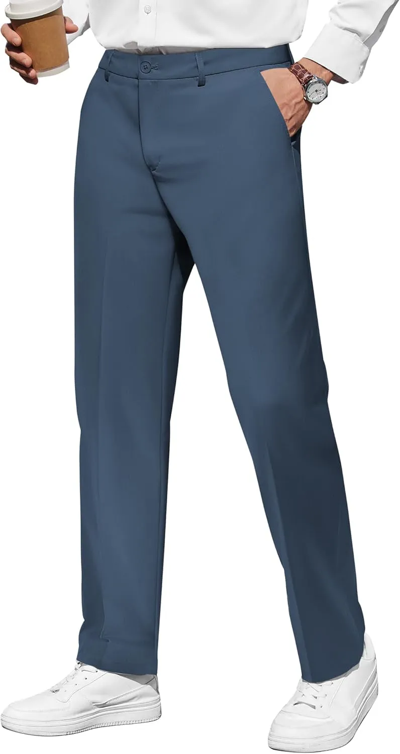 COOFANDY Men's Casual Pants Classic Fit Straight Legs Flat Front Twill Pants