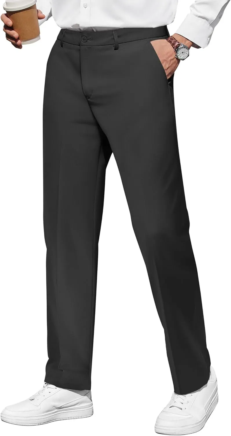 COOFANDY Men's Casual Pants Classic Fit Straight Legs Flat Front Twill Pants