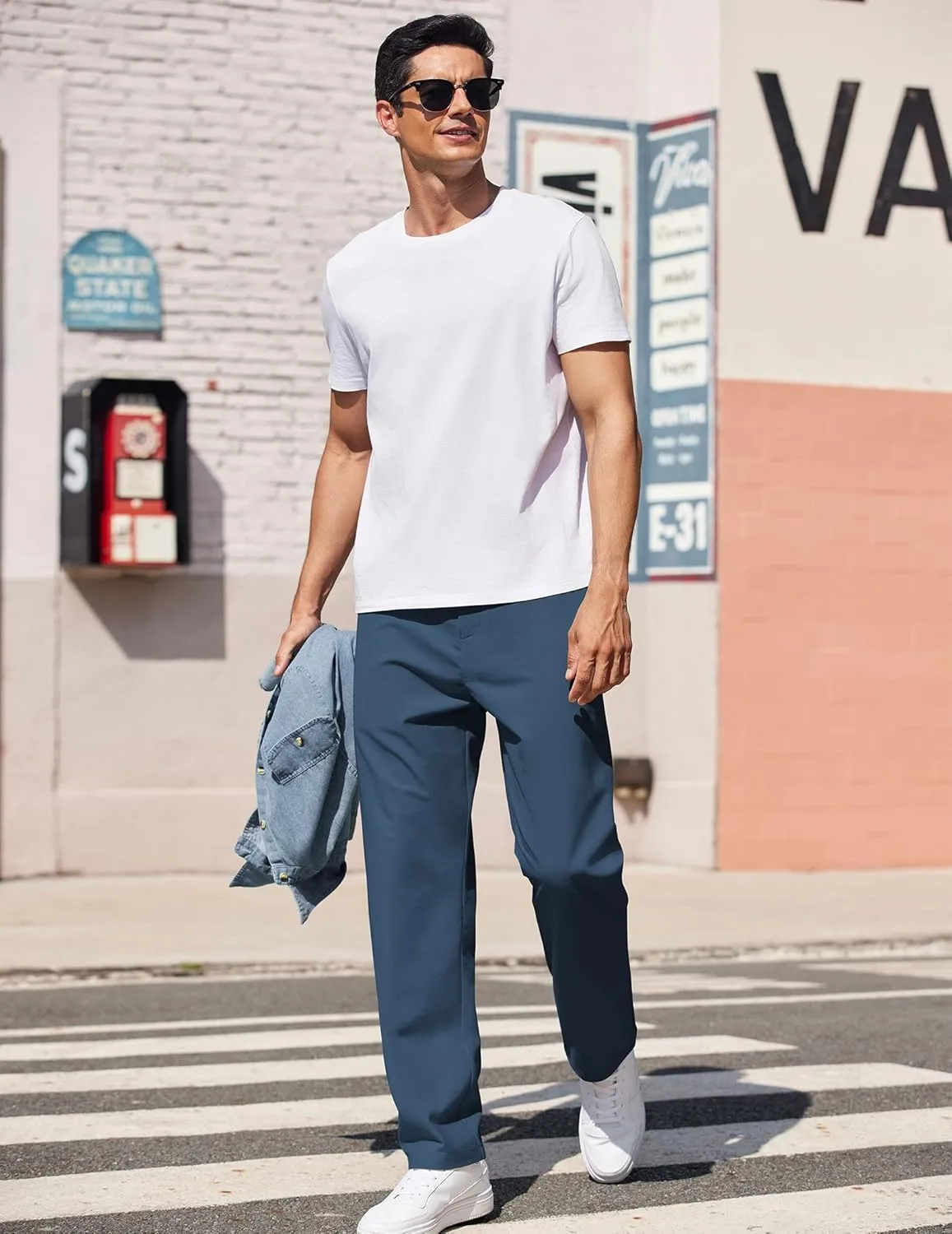 COOFANDY Men's Casual Pants Classic Fit Straight Legs Flat Front Twill Pants