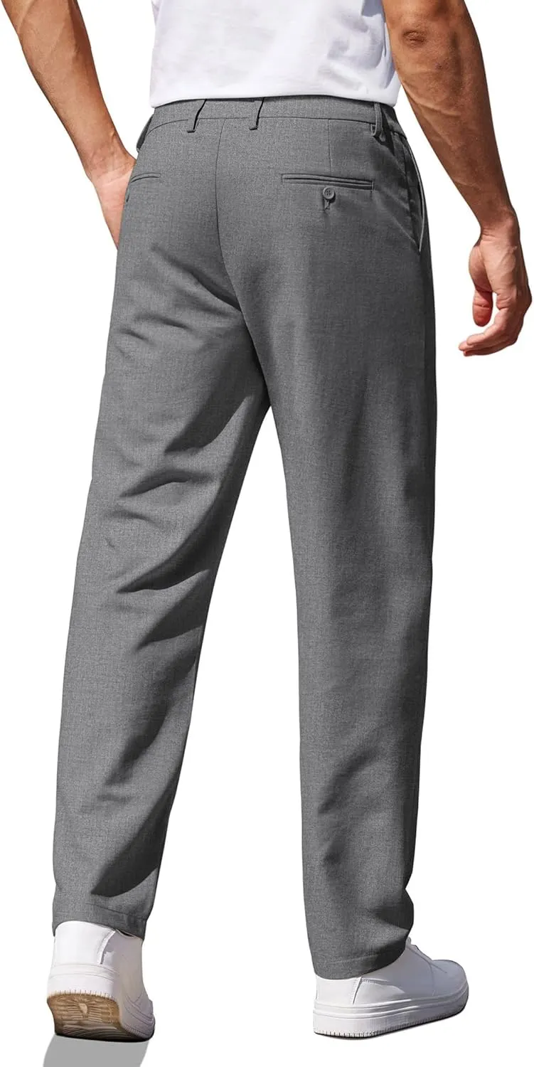 COOFANDY Men's Casual Pants Classic Fit Straight Legs Flat Front Twill Pants