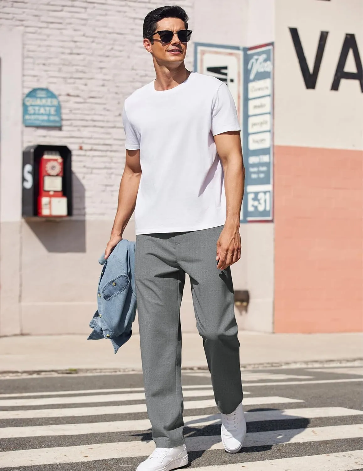 COOFANDY Men's Casual Pants Classic Fit Straight Legs Flat Front Twill Pants