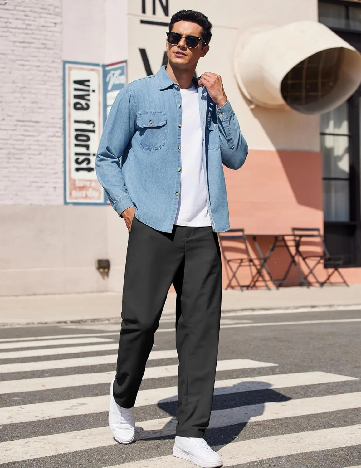 COOFANDY Men's Casual Pants Classic Fit Straight Legs Flat Front Twill Pants