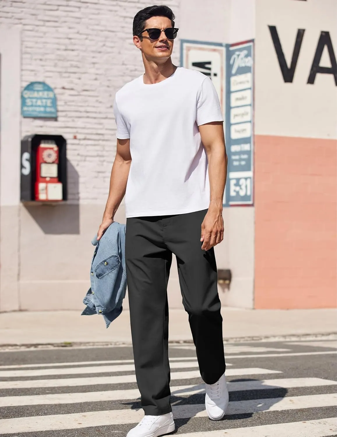 COOFANDY Men's Casual Pants Classic Fit Straight Legs Flat Front Twill Pants