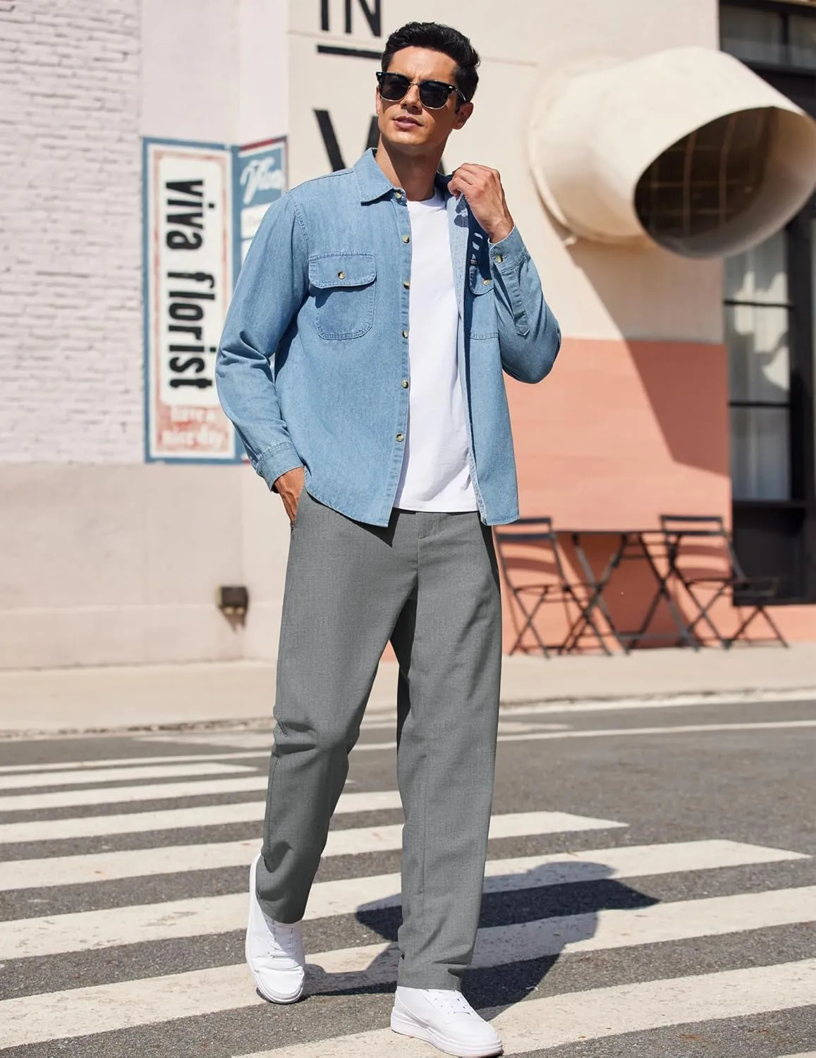 COOFANDY Men's Casual Pants Classic Fit Straight Legs Flat Front Twill Pants