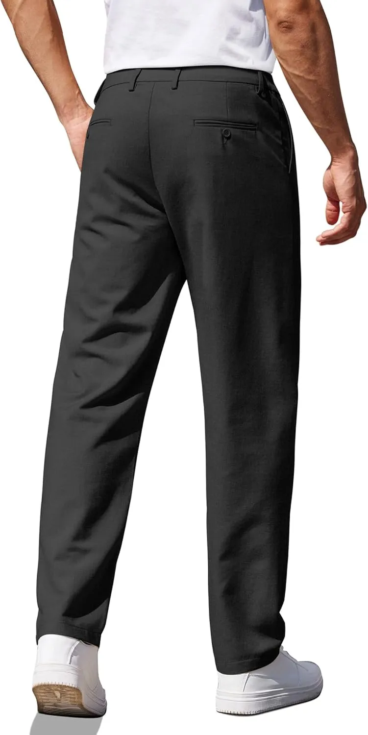 COOFANDY Men's Casual Pants Classic Fit Straight Legs Flat Front Twill Pants