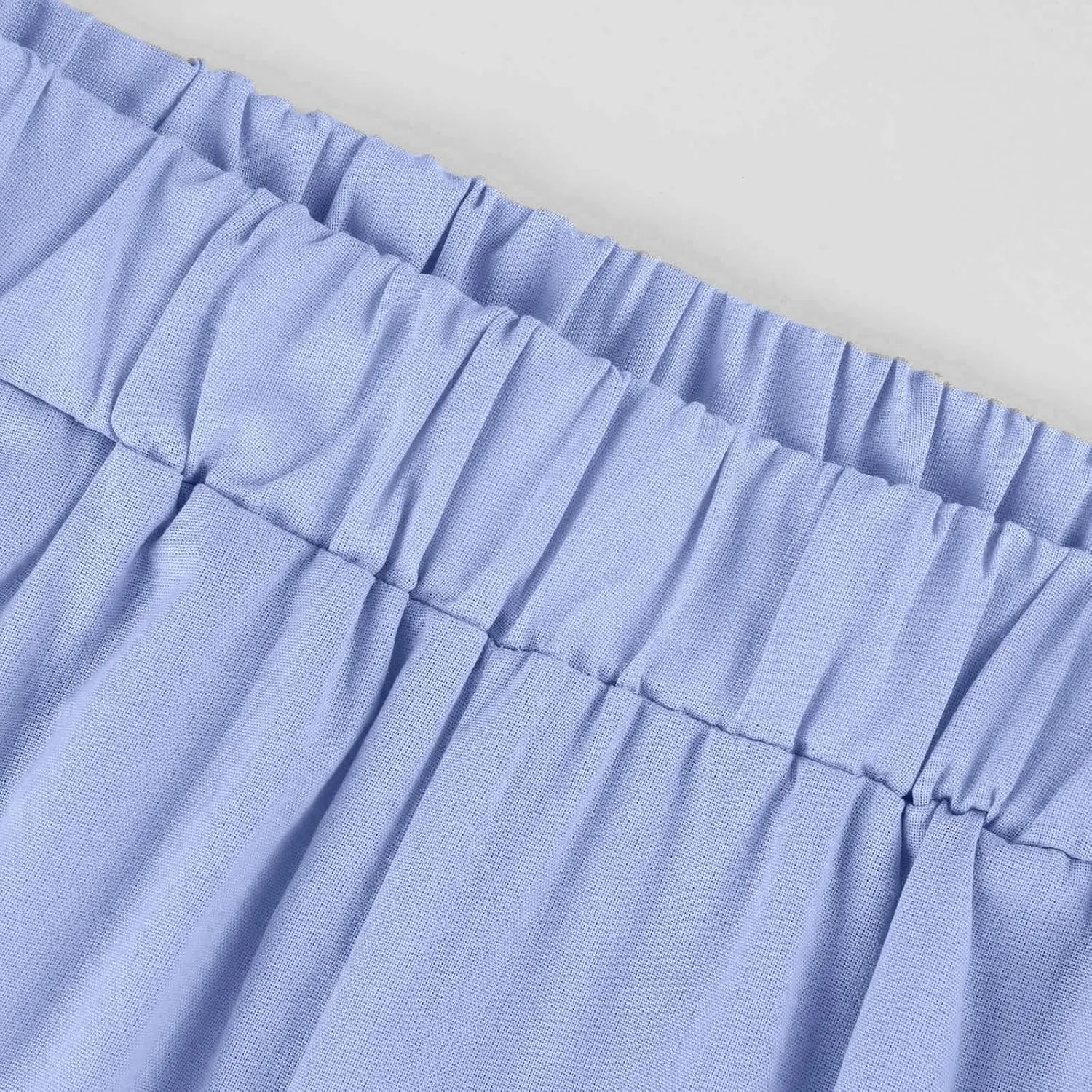 Cropped Linen Pants Women Casual High Waisted Plus Size Wide Leg Pants Loose Summer Beach Pant with Pockets