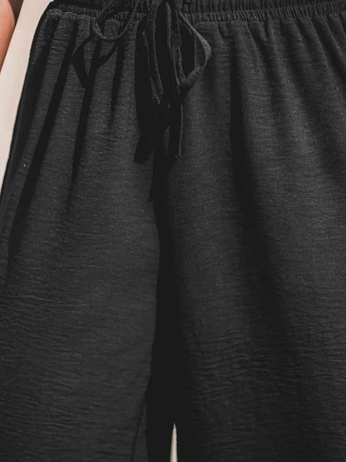 CUPSHE Women Wide Leg Pants High Waisted Trousers Linen Palazzo Lounge Beach Cover Ups Flowy Pants