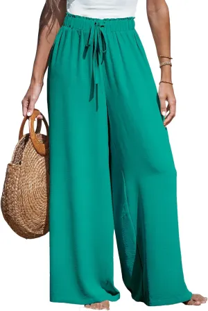 CUPSHE Women Wide Leg Pants High Waisted Trousers Linen Palazzo Lounge Beach Cover Ups Flowy Pants