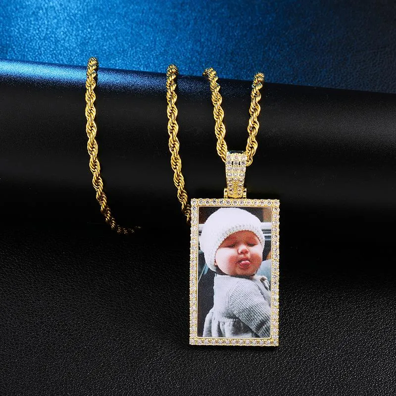 Custom Made Square Photo Medallion Necklaces Christmas Gifts For Couple