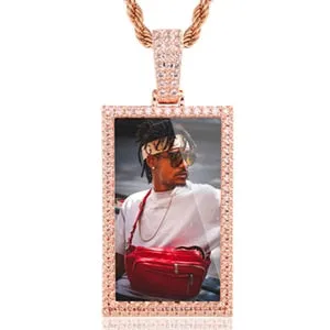 Custom Made Square Photo Medallion Necklaces Christmas Gifts For Couple