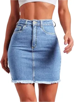 Denim Mini Skirt Women Y2k High Waisted Slim Fit Frayed Short Jean Skirts Cowgirl Country Concert Outfits with Pockets