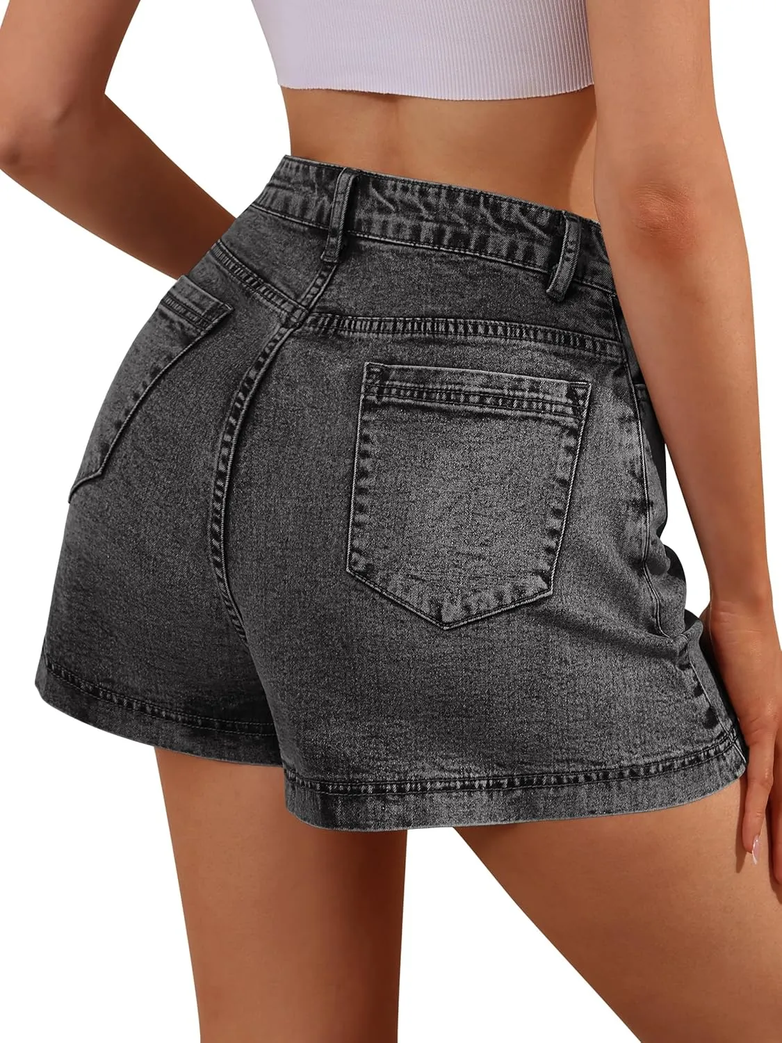 Denim Skort for Women High Waisted Mini Denim Skirt Stretch Casual Jean Skorts with Pockets