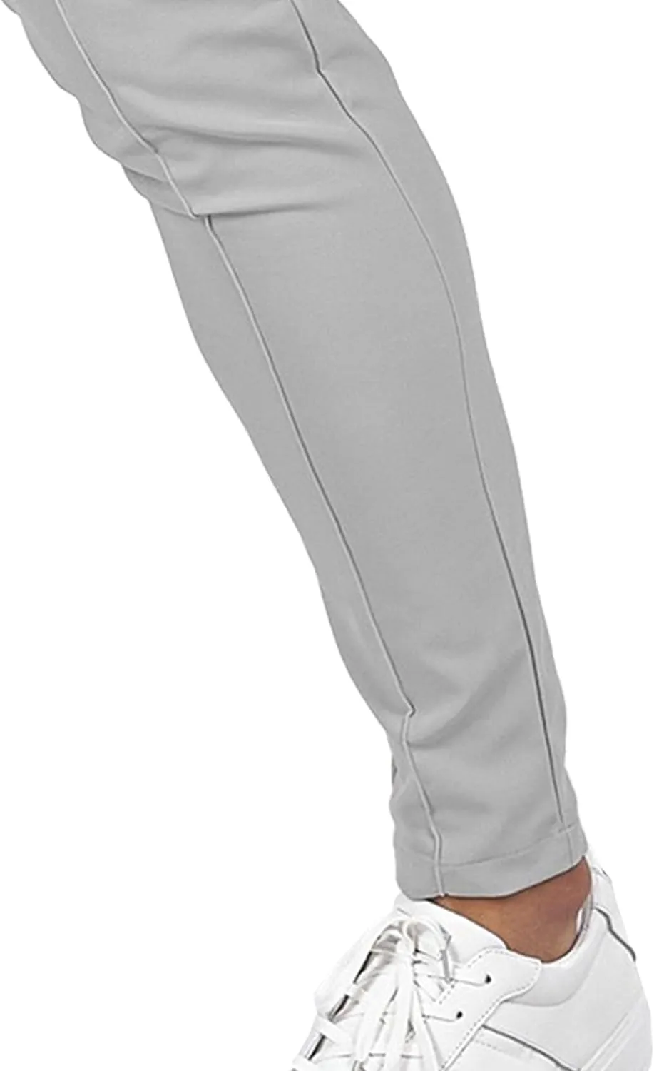 DGHM-JLMY Men's Solid Color Chinos Lightweight Casual Slim Fit Stretch Pants Flat-Front Skinny Regular Dress Pants