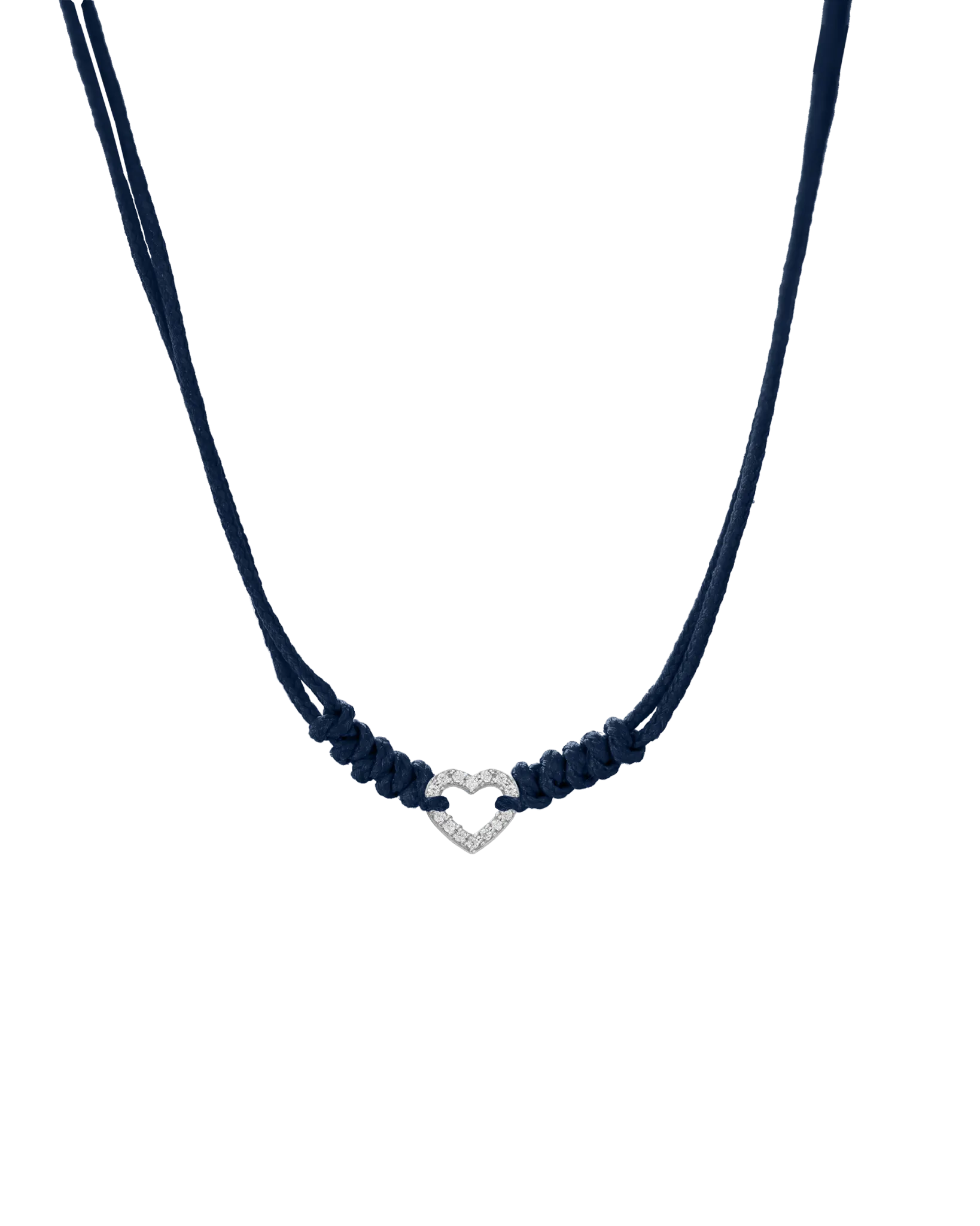 Diamond Outline Heart String of Love Necklace - 14K White Gold