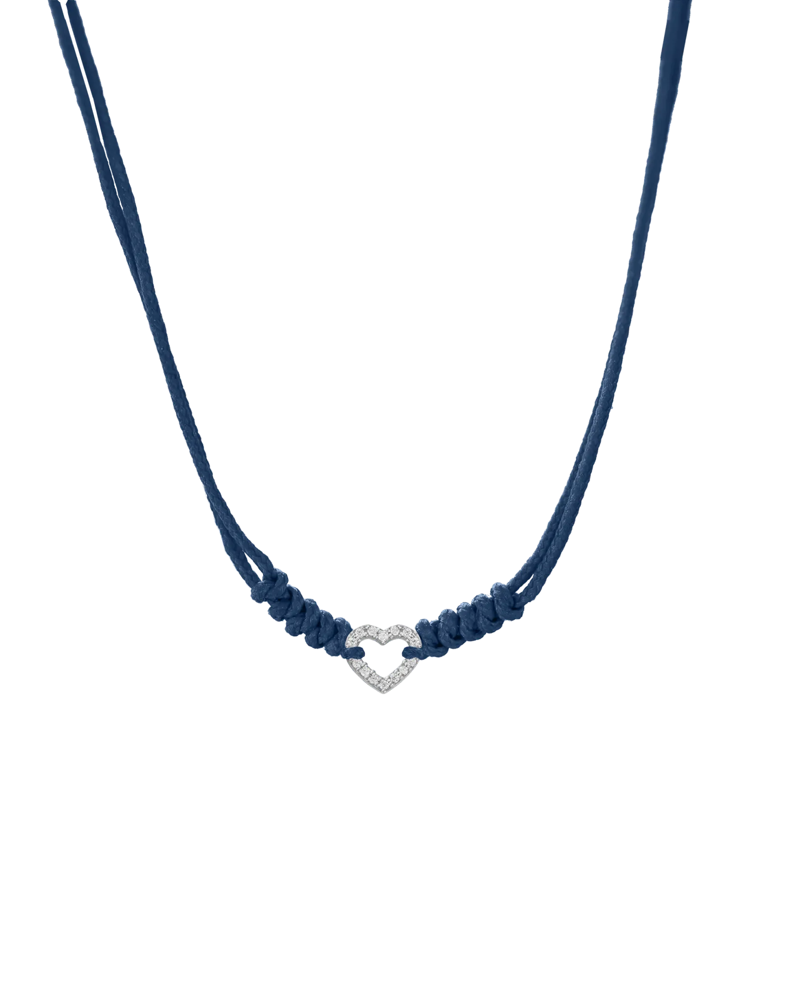 Diamond Outline Heart String of Love Necklace - 14K White Gold