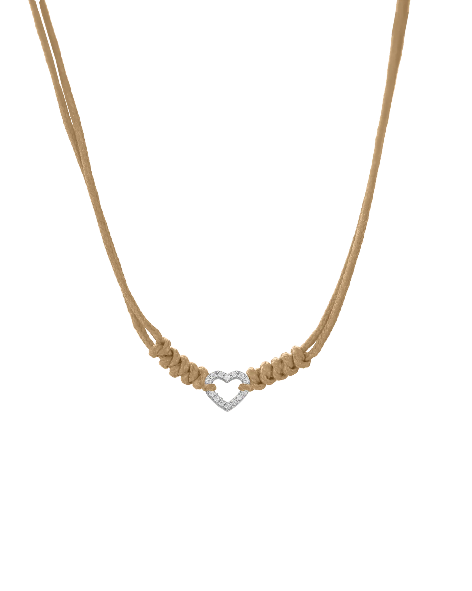Diamond Outline Heart String of Love Necklace - 14K White Gold