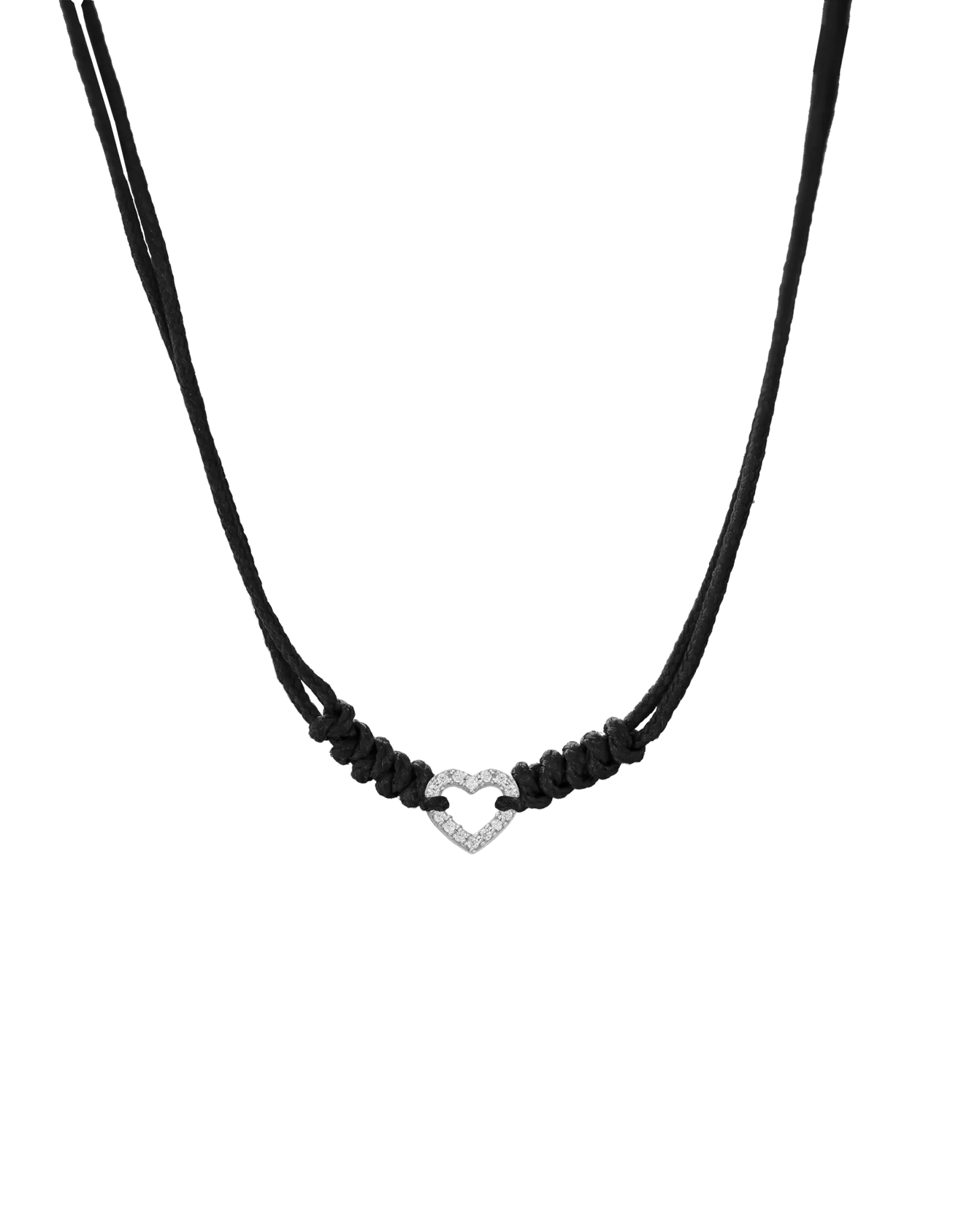 Diamond Outline Heart String of Love Necklace - 14K White Gold