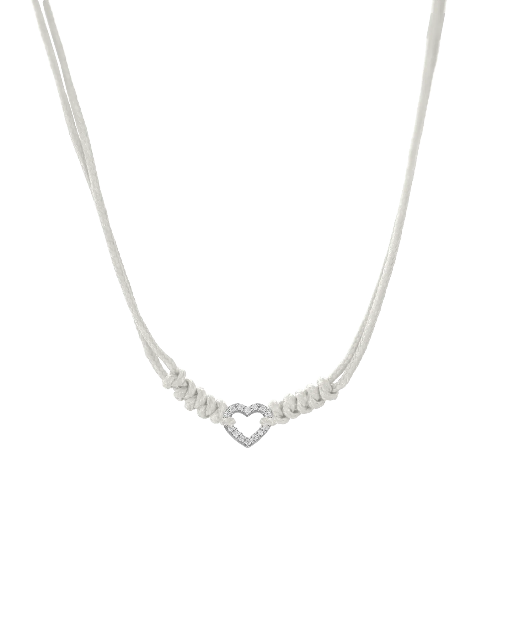 Diamond Outline Heart String of Love Necklace - 14K White Gold