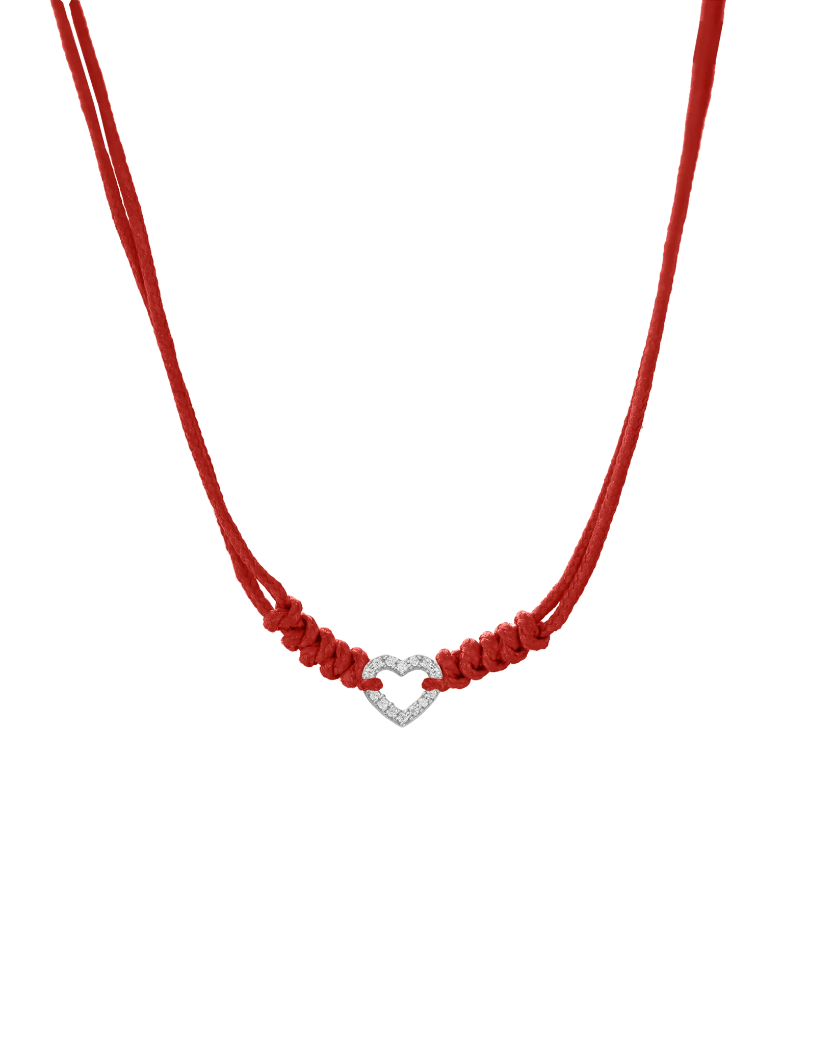 Diamond Outline Heart String of Love Necklace - 14K White Gold