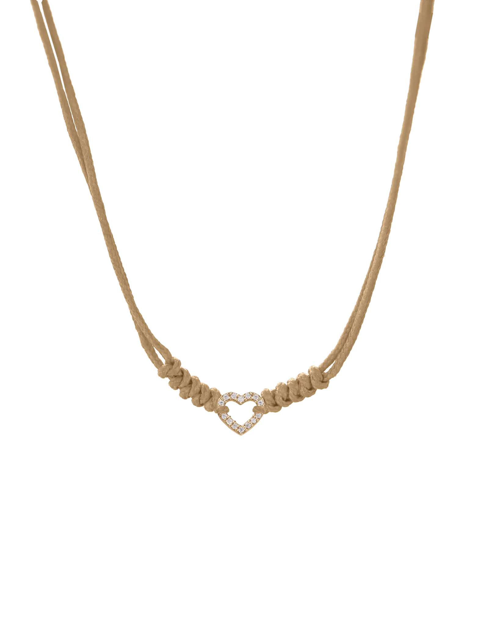 Diamond Outline Heart String of Love Necklace - 14K Yellow Gold