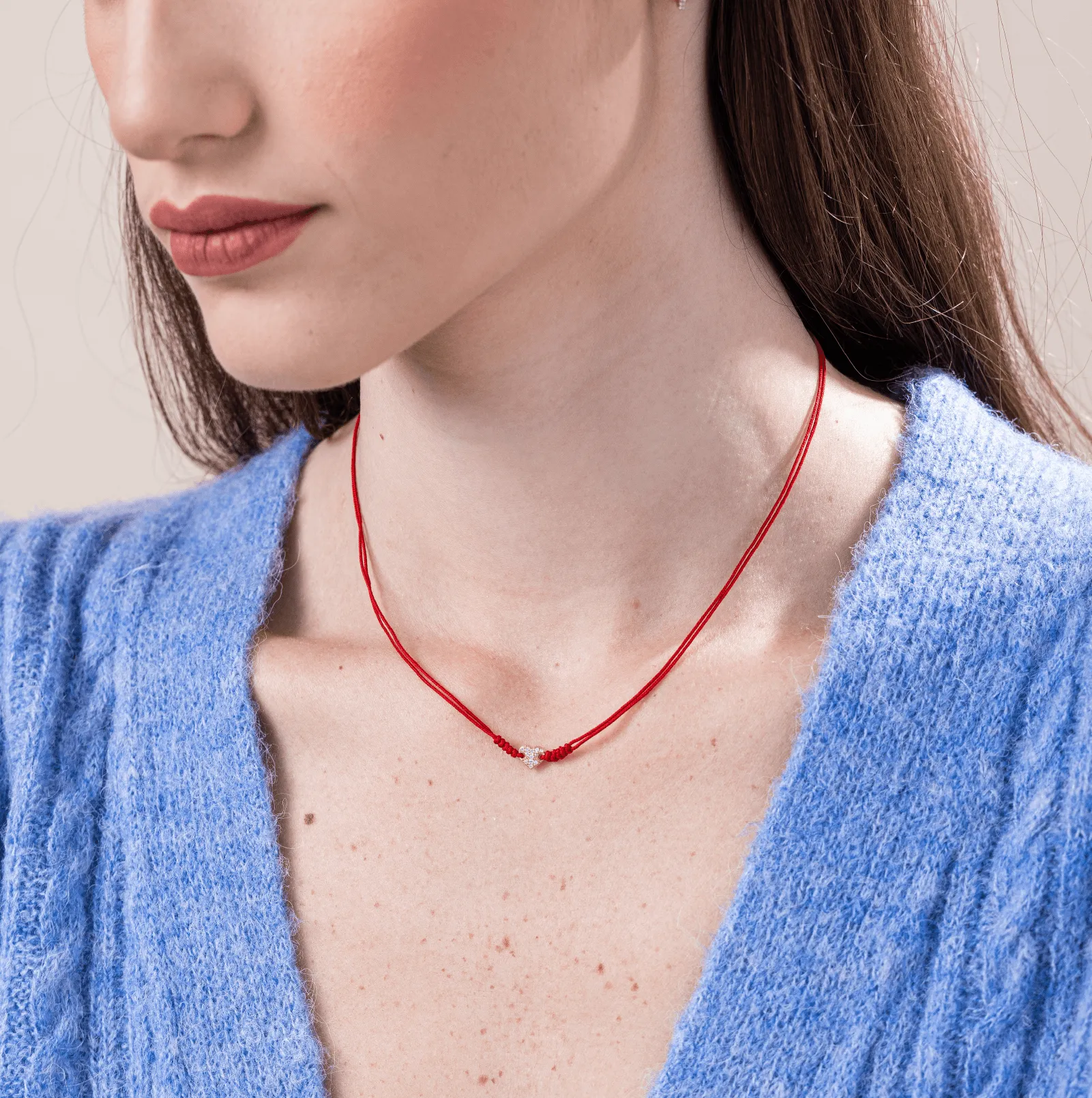 Diamond Paved Heart String of Love Necklace - 14K White Gold