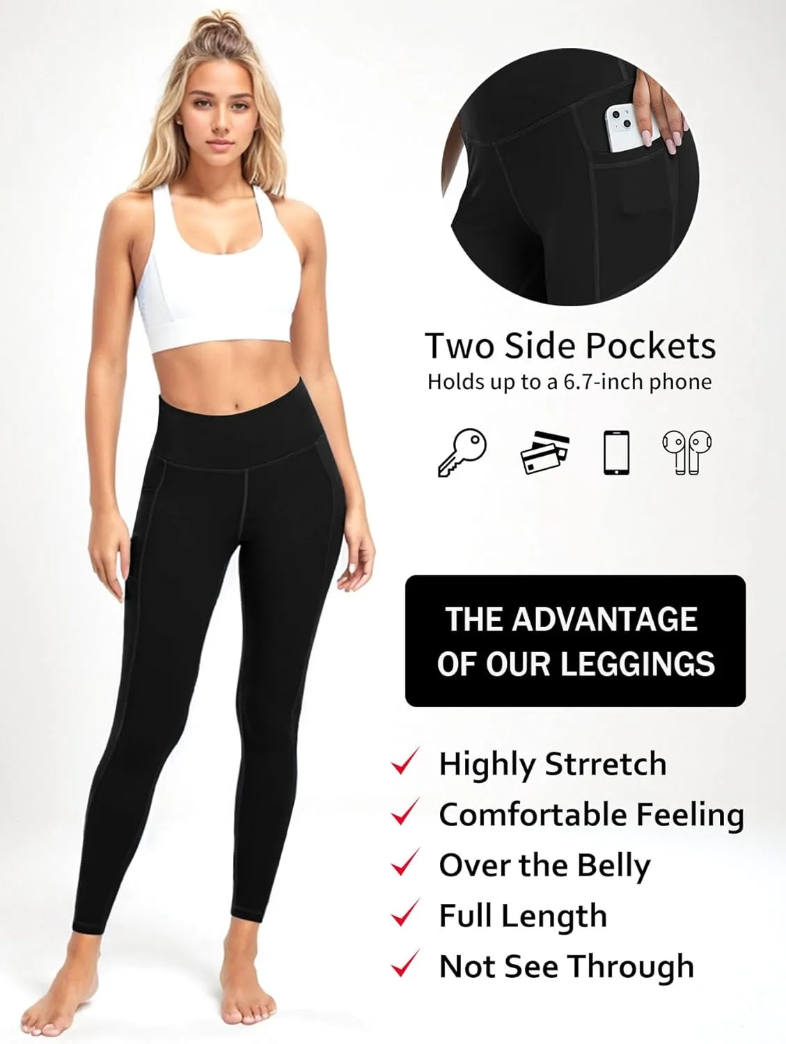 Diravo 5 Pack Workout Leggings for Women with Pockets - High Waisted Yoga Pants Women Tummy Control Gym Athletics Clothes