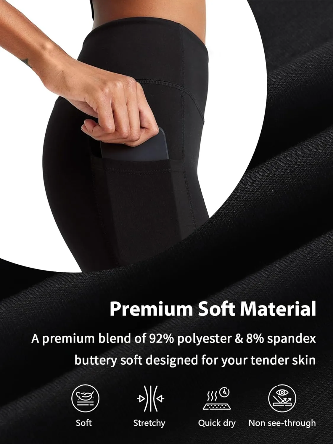 Diravo 5 Pack Workout Leggings for Women with Pockets - High Waisted Yoga Pants Women Tummy Control Gym Athletics Clothes