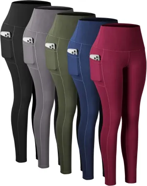 Diravo 5 Pack Workout Leggings for Women with Pockets - High Waisted Yoga Pants Women Tummy Control Gym Athletics Clothes