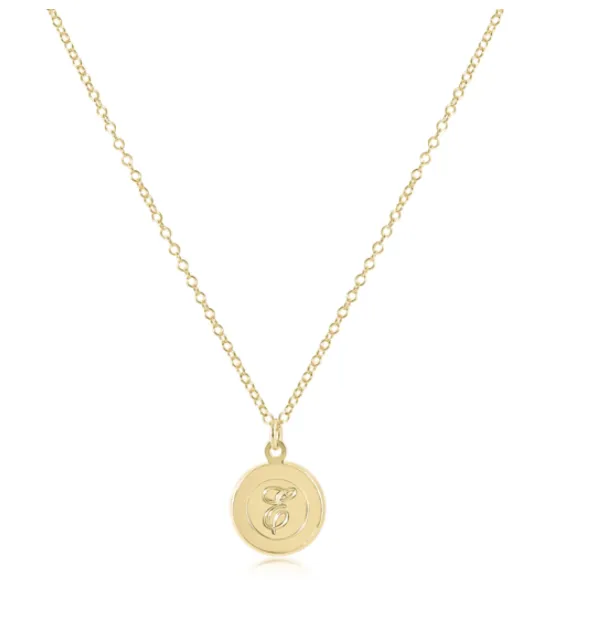 E Newton 16" Necklace Gold - Respect Gold Disc (Initial)