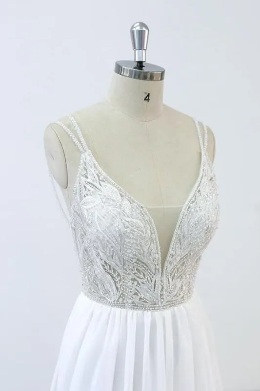 Elegant Beading Chiffon A-line Wedding Dress
