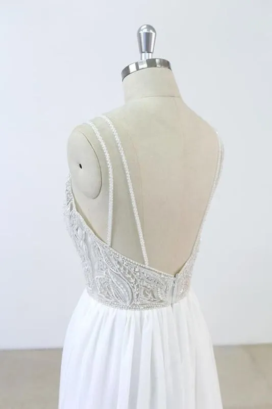 Elegant Beading Chiffon A-line Wedding Dress