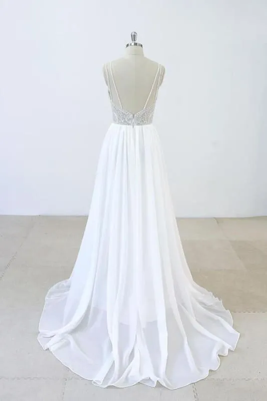 Elegant Beading Chiffon A-line Wedding Dress