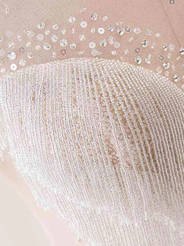 Elegant High Neck Tassel Sleeves Ball Gown Wedding Dresses
