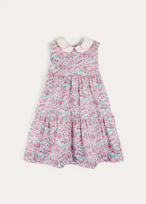 Eloise Floral Scallop Collar Sleeveless Dress in Pink (4-12yrs) Eloise Floral Scallop Collar Sleeveless Dress in Pink (4-12yrs)