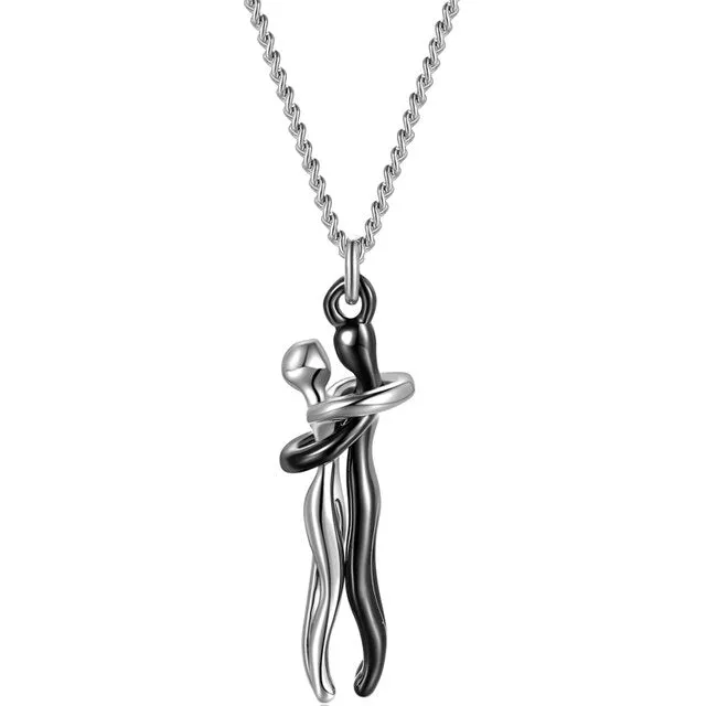 Eternal Love - Exquisite Unisex Couple Hugging Pendant Necklace - Perfect Gift for Couples