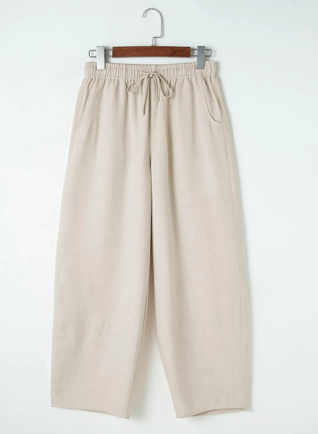 EVALESS Womens Baggy Wide Leg Pants Casual Drawstring Elastic Waisted Palazzo Harem Trousers with Pockets