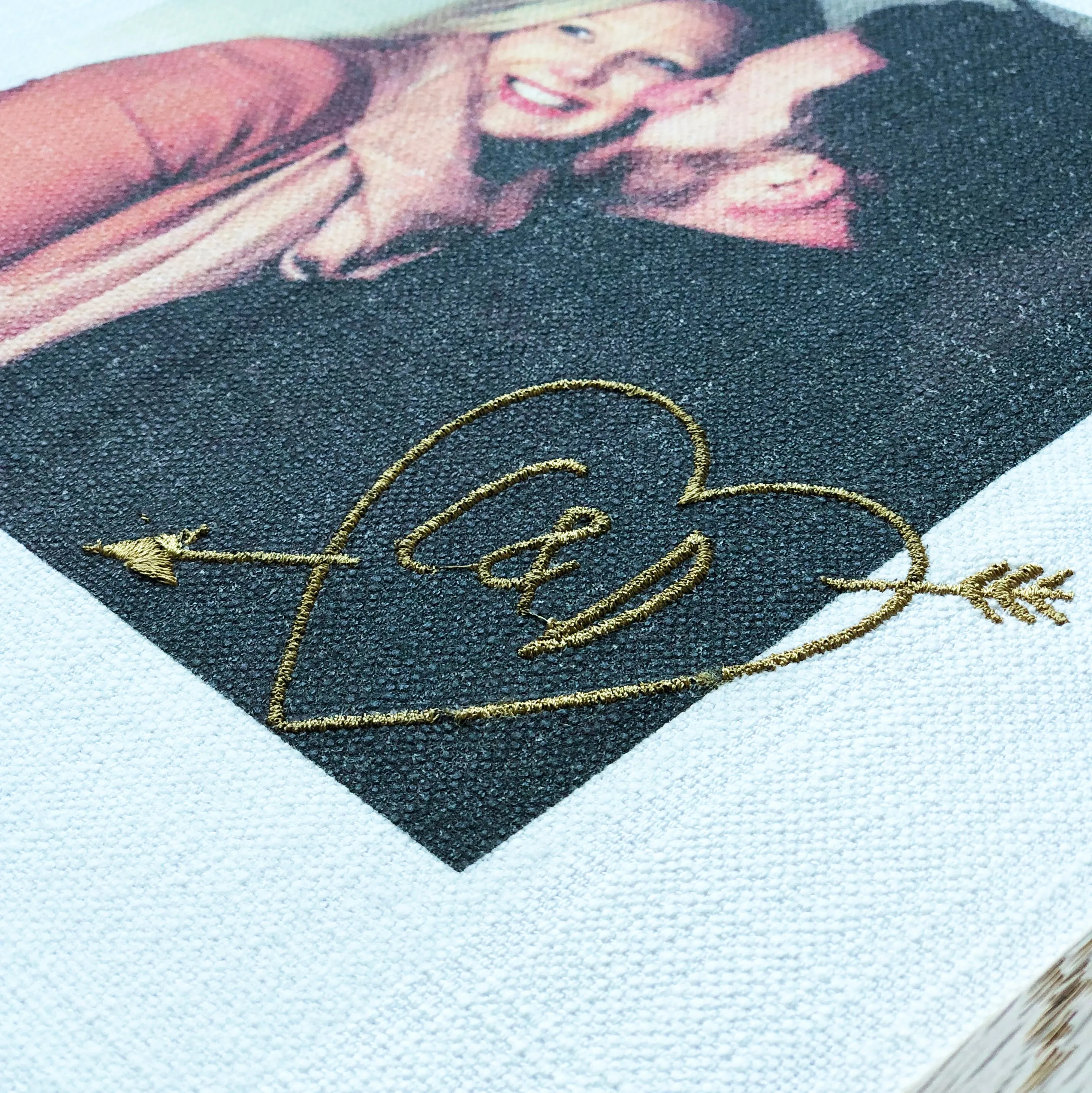 Fabric Couple Portrait with Embroidered Initials