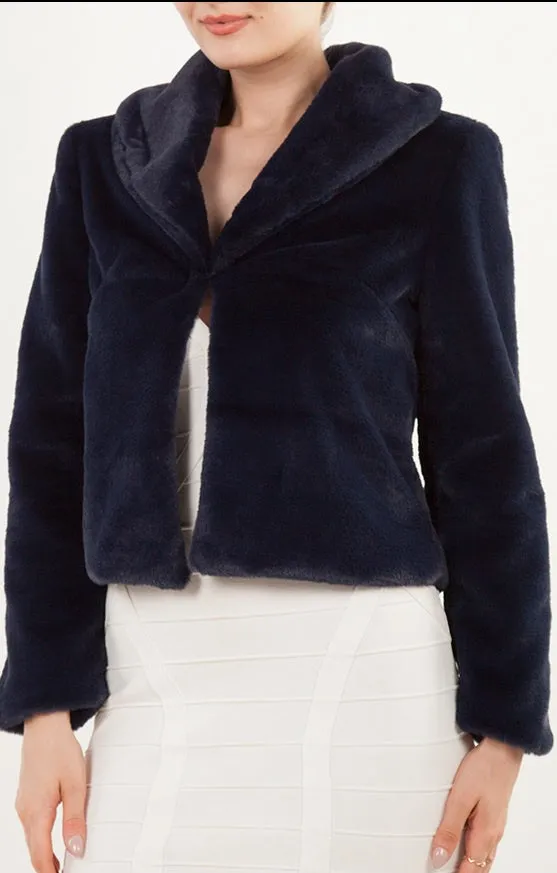 Faux Fur Jacket Navy
