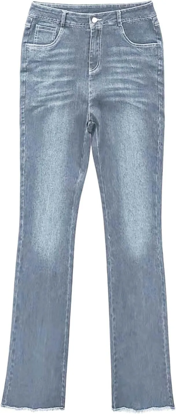Flare Jeans for Women High Waisted Stretchy Bell Bottom Jean Plus Size Denim Pants Trendy Wide Leg Long Pant Trousers