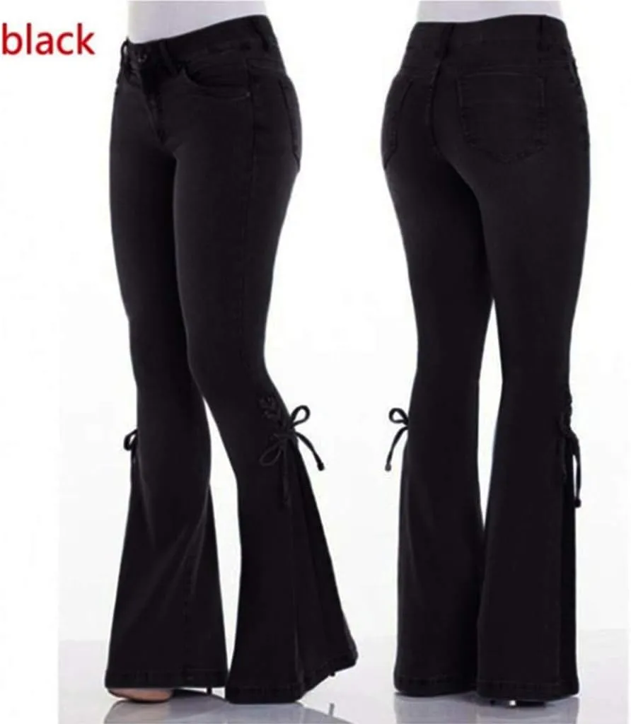Flare Jeans for Women High Waisted Stretchy Bell Bottom Jean Plus Size Denim Pants Trendy Wide Leg Long Pant Trousers