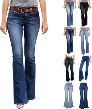 Flare Jeans for Women High Waisted Stretchy Bell Bottom Jean Plus Size Denim Pants Trendy Wide Leg Long Pant Trousers