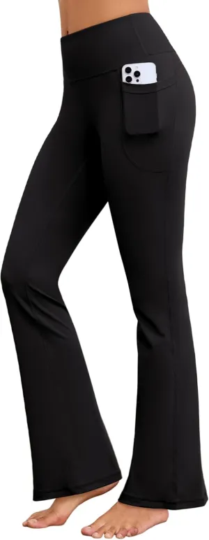 Flare Yoga Pants with Pockets for Women Wide Leg Tummy Control Flared Workout Leggings High Waist