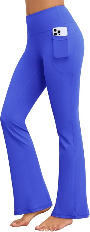 Flare Yoga Pants with Pockets for Women Wide Leg Tummy Control Flared Workout Leggings High Waist