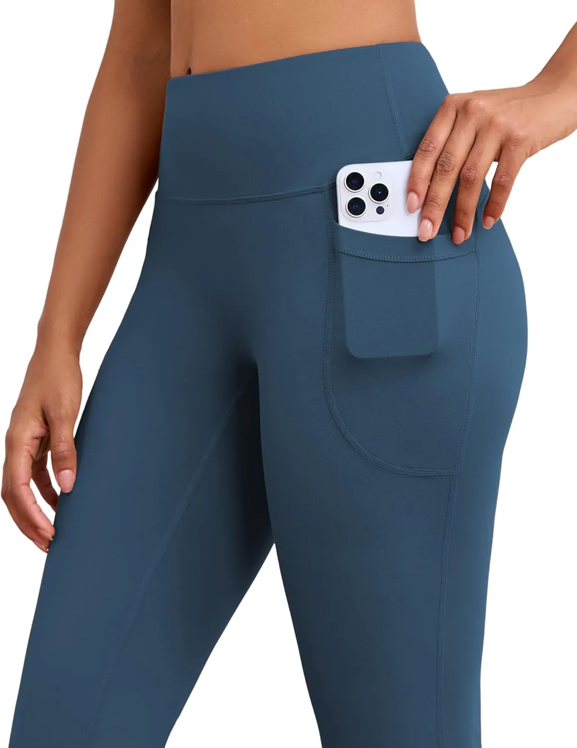 Flare Yoga Pants with Pockets for Women Wide Leg Tummy Control Flared Workout Leggings High Waist