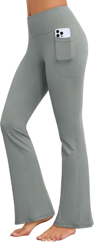 Flare Yoga Pants with Pockets for Women Wide Leg Tummy Control Flared Workout Leggings High Waist