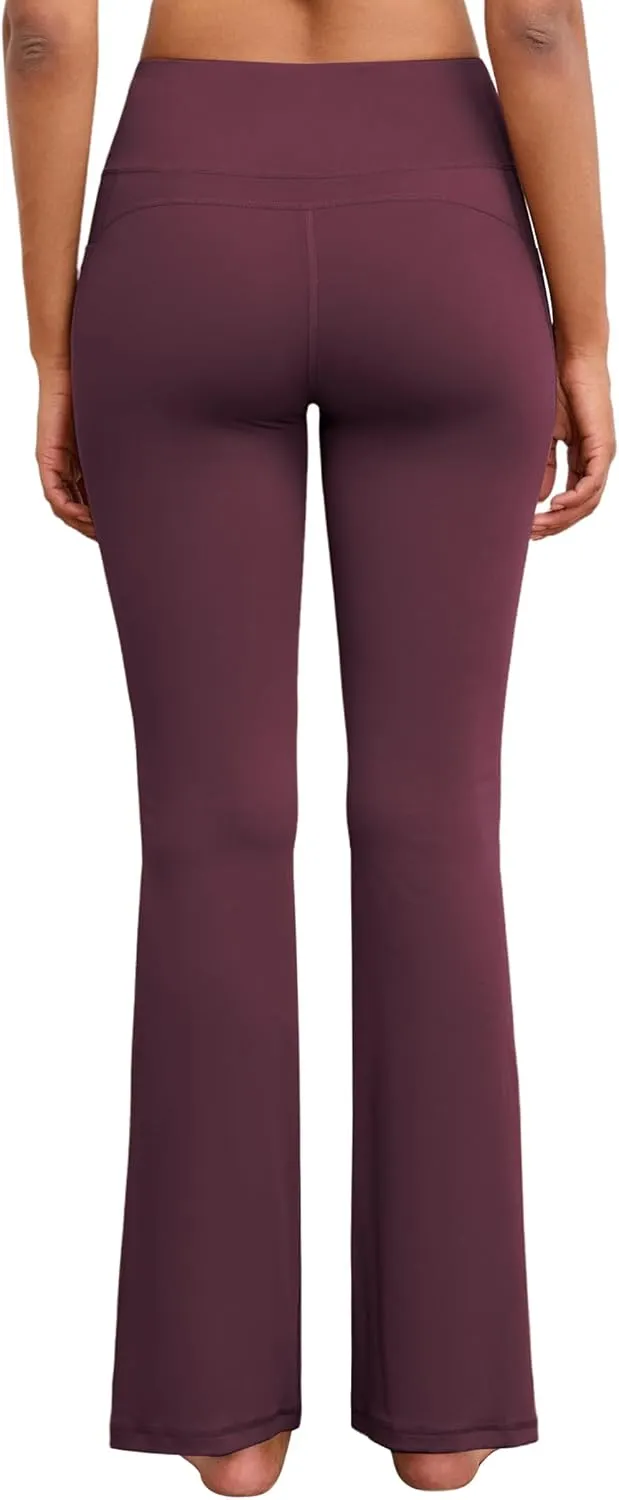 Flare Yoga Pants with Pockets for Women Wide Leg Tummy Control Flared Workout Leggings High Waist