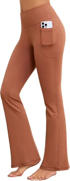 Flare Yoga Pants with Pockets for Women Wide Leg Tummy Control Flared Workout Leggings High Waist