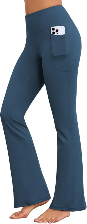 Flare Yoga Pants with Pockets for Women Wide Leg Tummy Control Flared Workout Leggings High Waist