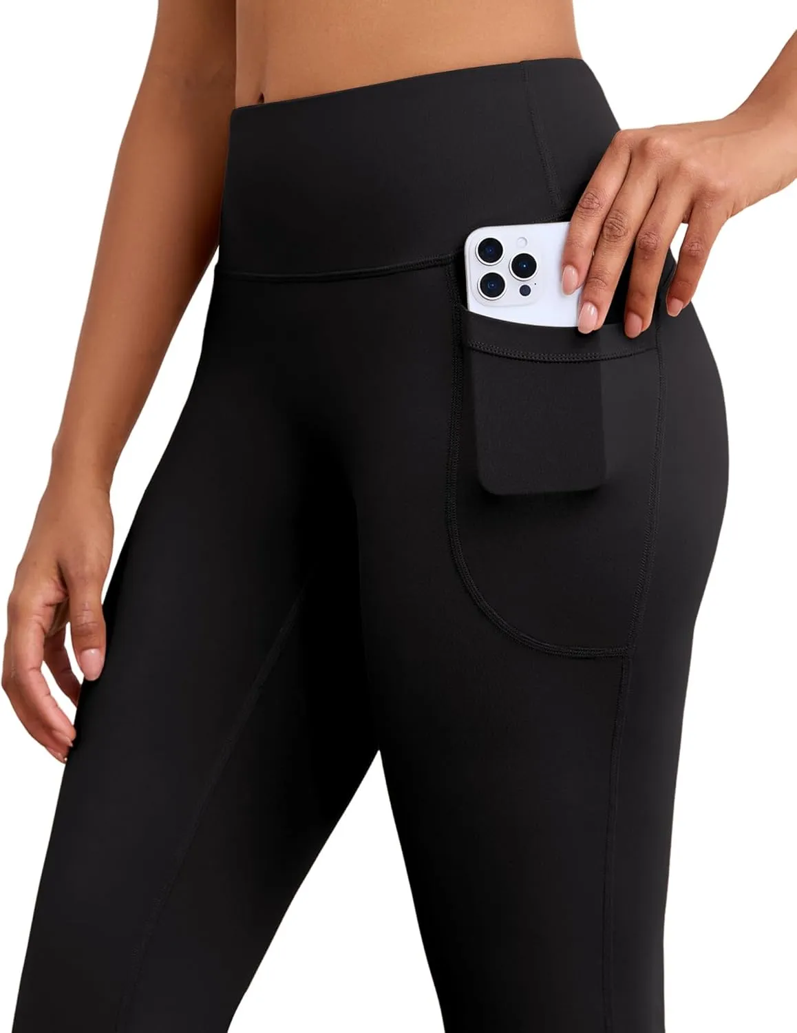 Flare Yoga Pants with Pockets for Women Wide Leg Tummy Control Flared Workout Leggings High Waist